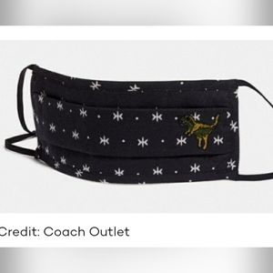 NWT Coach Rexy Star Dot Black & White Face Mask. 100% cotton. One size.